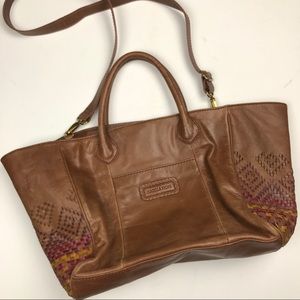 Isabella Fiore Brown Woven Leather Bag Large